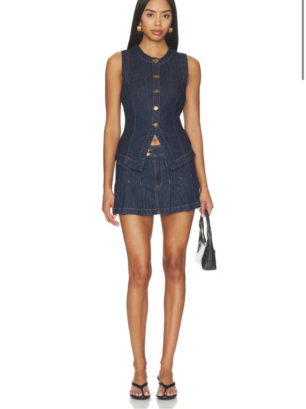 BlankNYC Dark Blue Denim Sleeveless Button-Front Top vest. NWT